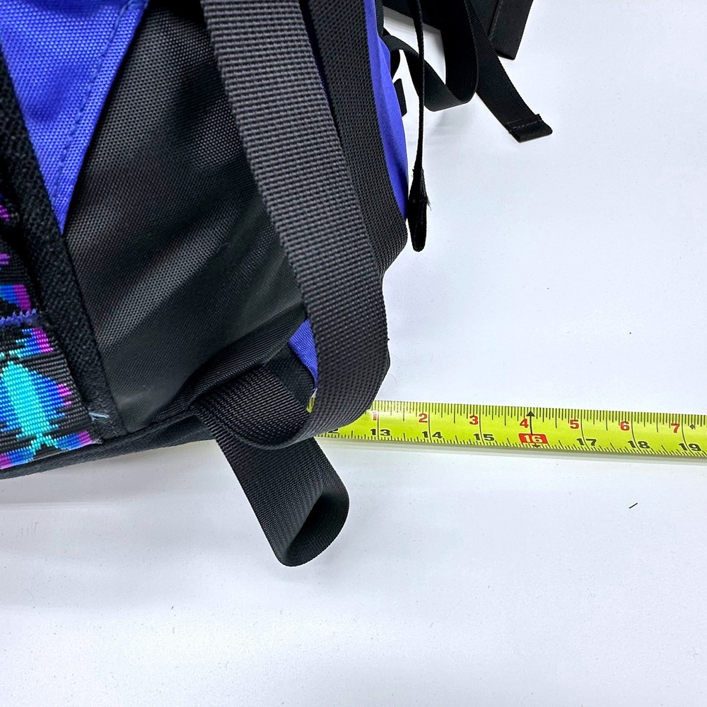 Quest Vintage Internal Frame Backpack Blue Black Geometric Hiking Trekking 22in - Picture 8 of 11